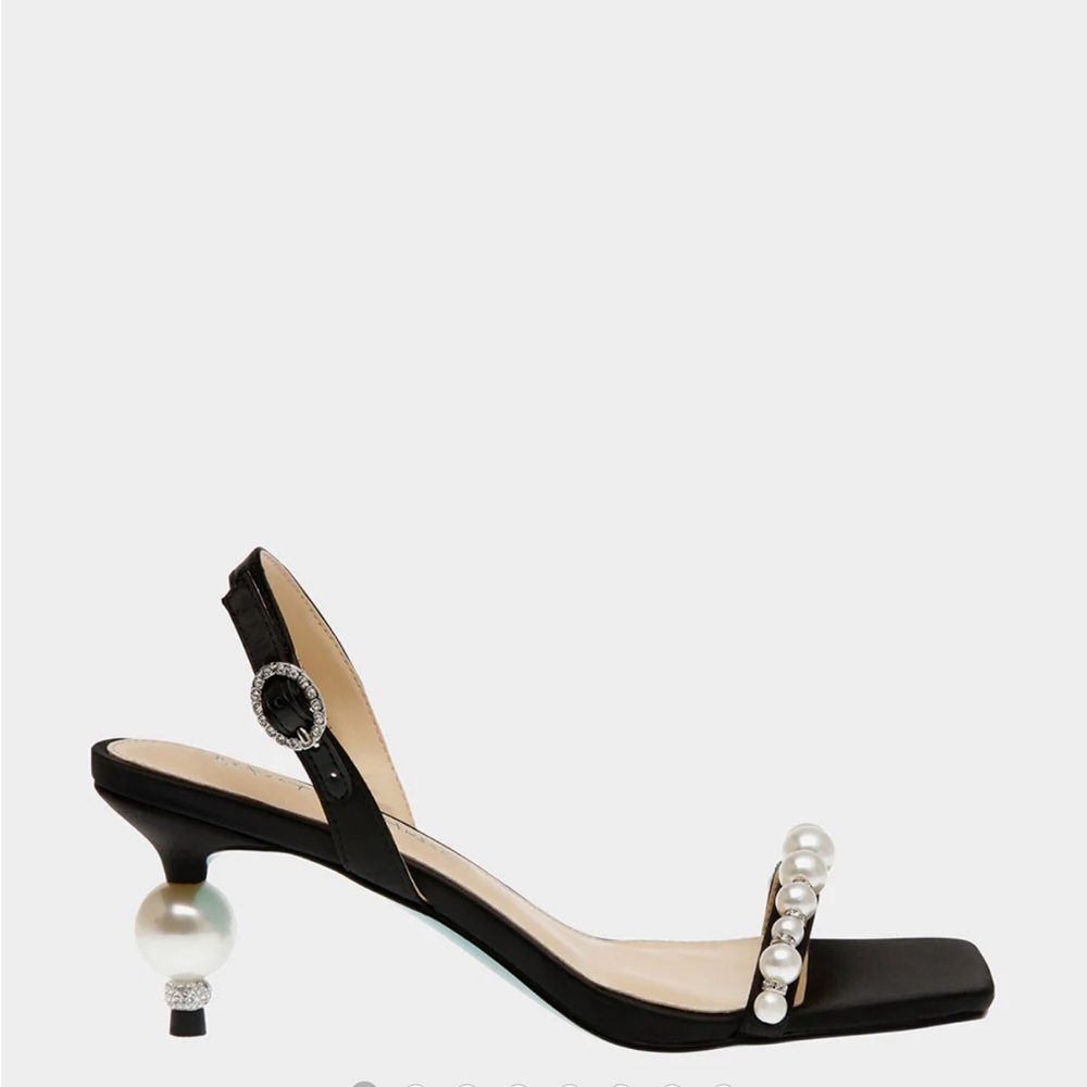 Betsey Johnson Black Pearl Embellished Slingback Heels
